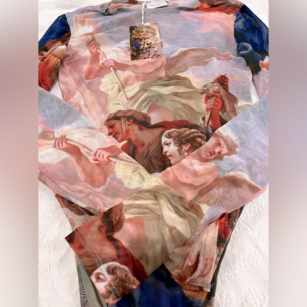 Zara Angel Print Long Sleeve Bodysuit Size M